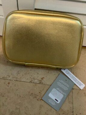 Nordstrom Gold Metallic Travel Organizer Zip Case NWT